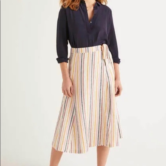 Boden linen wrap skirt in stripe - Picture 2 of 6